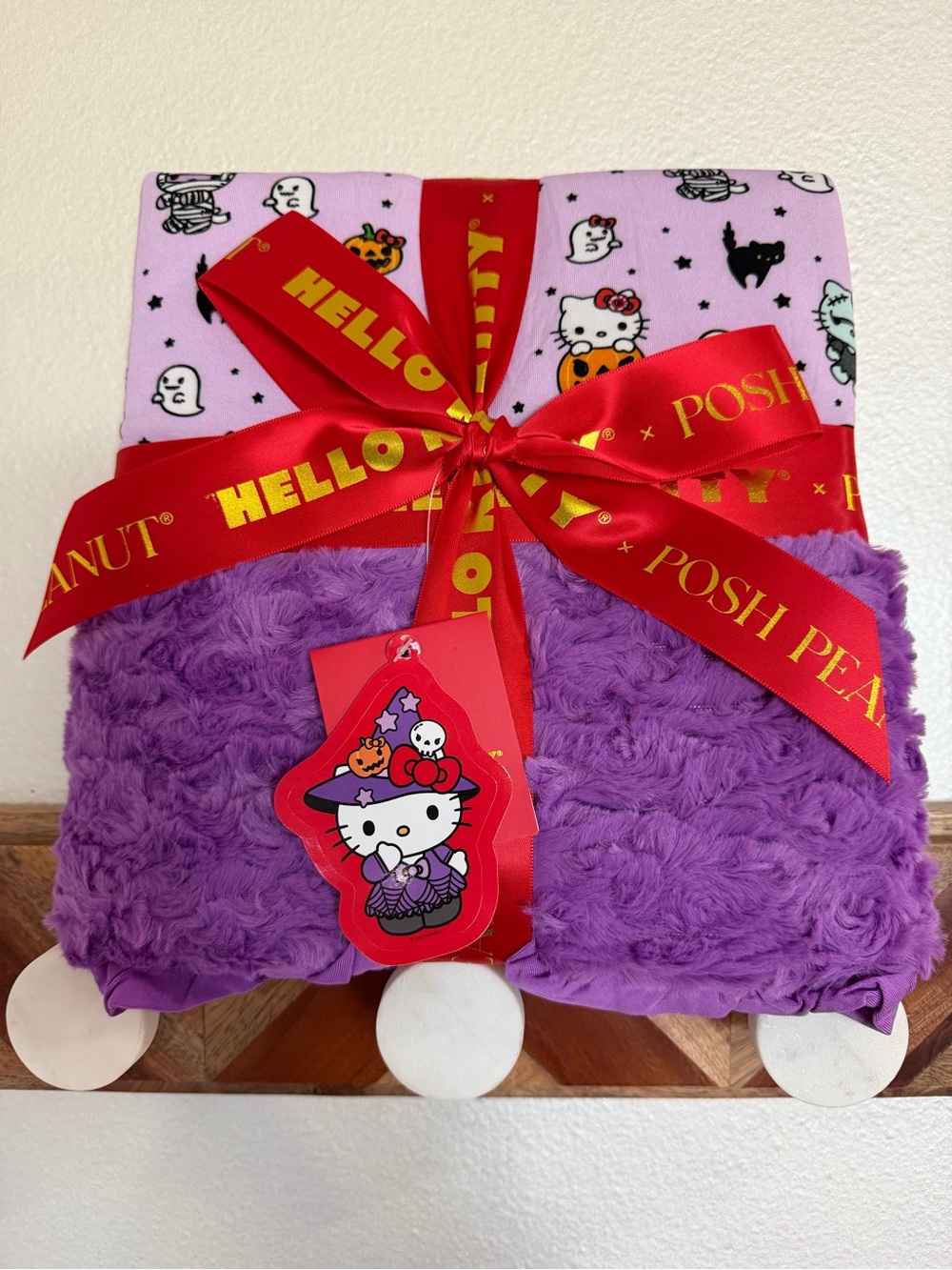 Posh Peanut Purple & Pink Hello Kitty Plush Throw